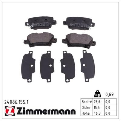 ZIMMERMANN Bremsbelagsatz, Scheibenbremse 240861551 Hinterachse für HONDA