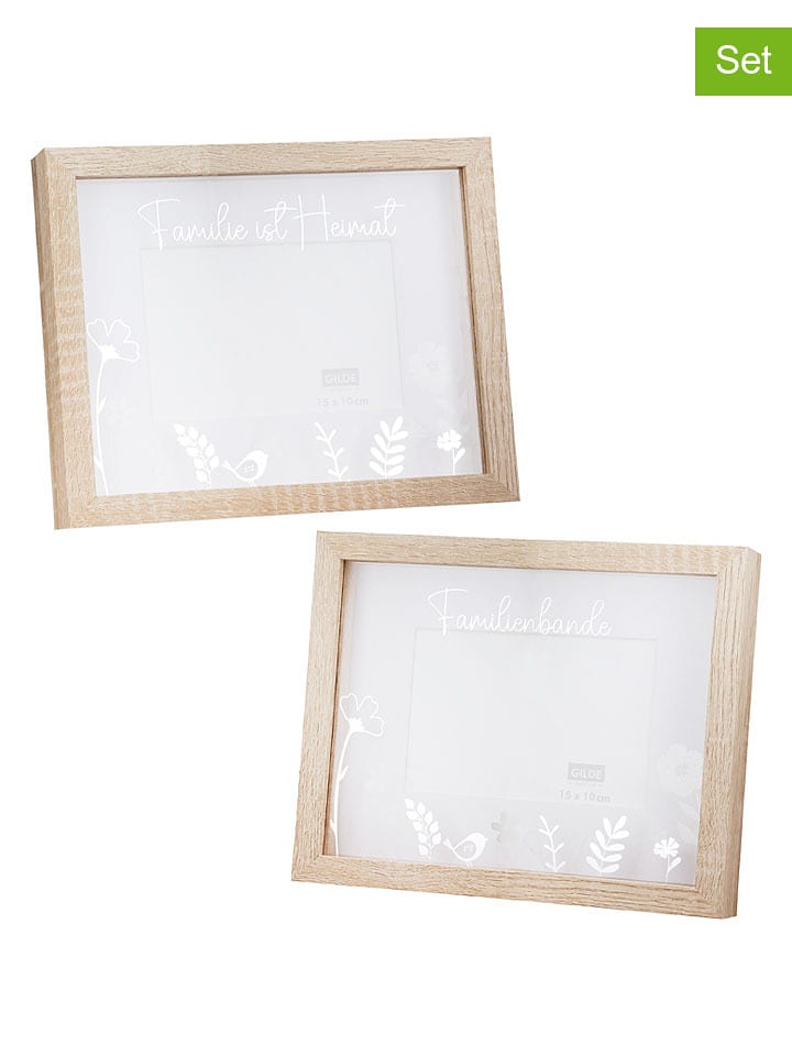 GILDE 2er-Set: Bilderrahmen "Blütezeit / Familie'' in Beige - (L)19,5 x (B)24,5 cm - onesize
