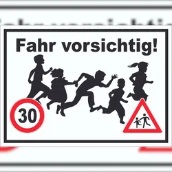 HB-Druck Fahr vorsichtig Aufkleber 30 km/h Aufkleber A9 (37x52mm)