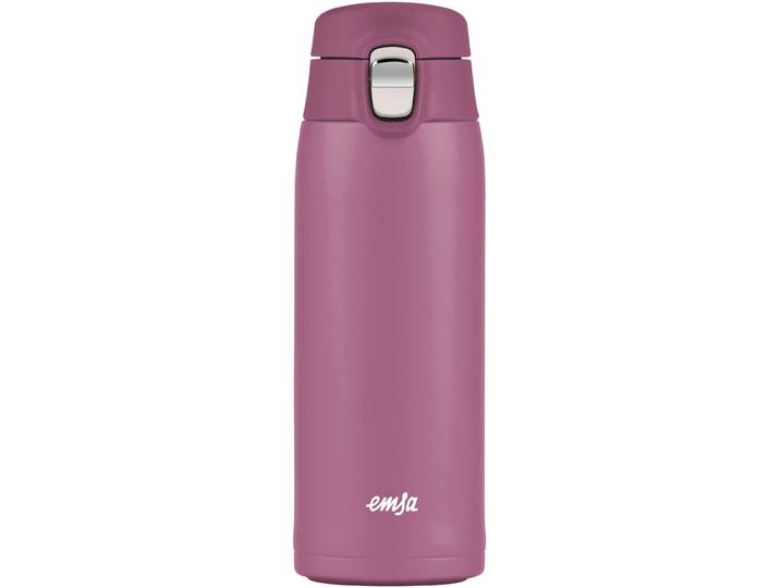 Thermobecher EMSA Travel Mug , rosa, H:19,6cm Ø:6,6cm, Edelstahl, Kunststoff, Trinkgefäße, Thermobecher, 0,4L, leicht, Edelstahl, Klappverschluss, 100% dicht, 8h heiß/16h kalt