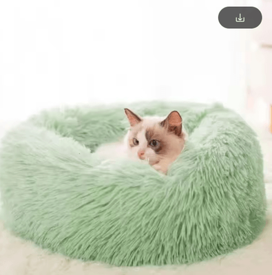 Inspire Picks Round Plush Cat Bed Cat Bed With Semi Enclosed Design For Warmth, Comfort & Secure Sleep green 70cm