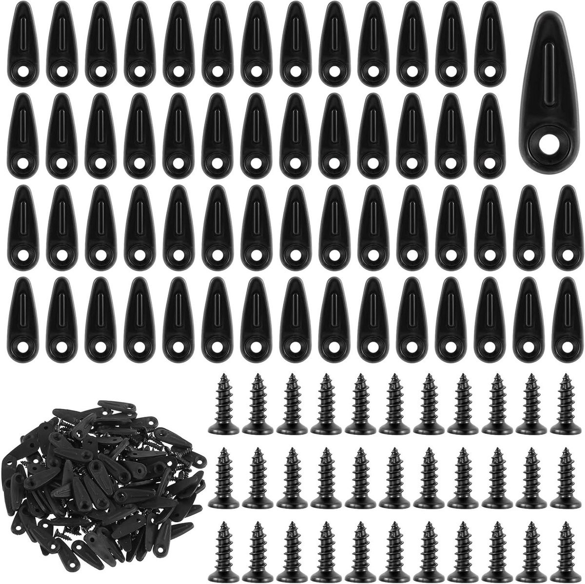 Allecto Plus 100 stuks Fotolijst Backing Clips - Zwarte Metalen Draaiknoppen met Schroeven voor Kunstwerk Decoratie