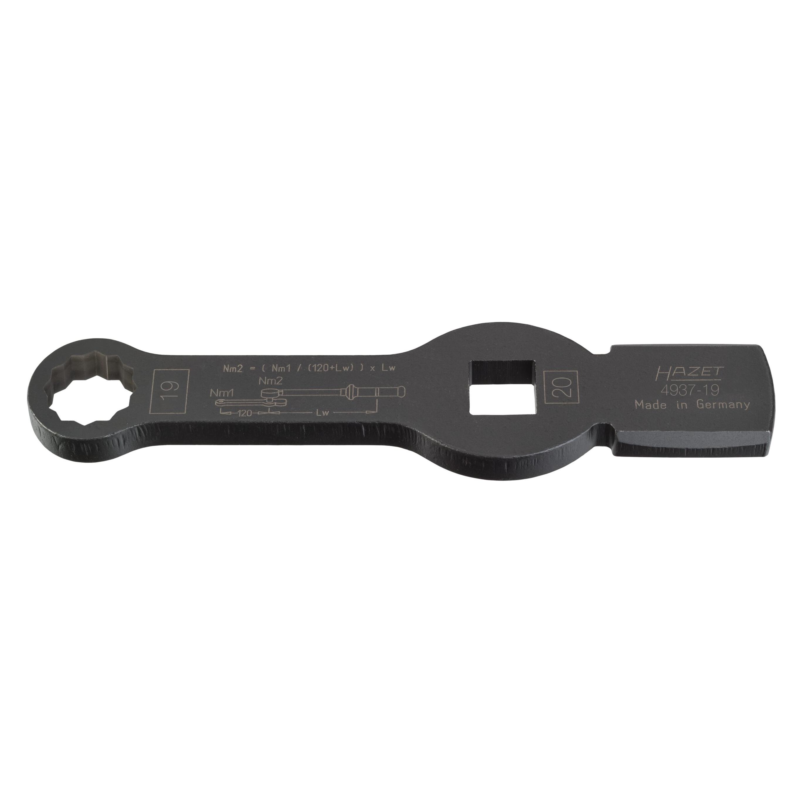 Hazet Schlag-Ringschlüssel (Doppel-6kt.) mit 2 Schlagflächen (19 mm) (4937-19)