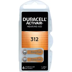 Duracell Batterie Zinc Air, 312, 14,5V Activair, Retail Blister (6-Pack)