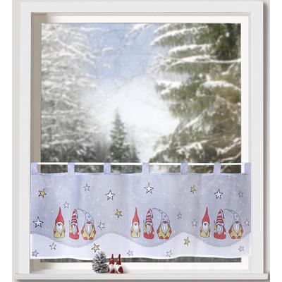Scheibengardine WECKBRODT "Wichtel mit Sternen", bunt (multi), B:120cm H:45cm, Microfaser, Polyester, Gardinen, Fensterdekoration, Bistro, Microsatin, Weihnachten, HxB 45x120cm, Gardine, Store