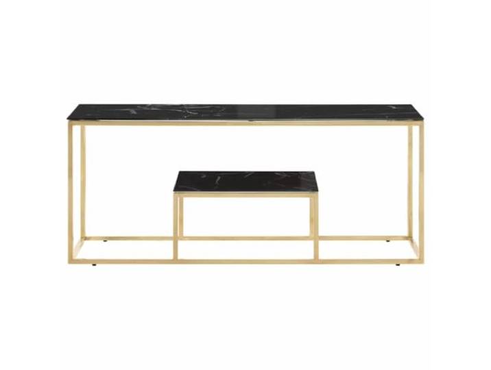 Couchtisch aus gehärtetem Glas und Edelstahl, goldfarben, Beistelltisch
