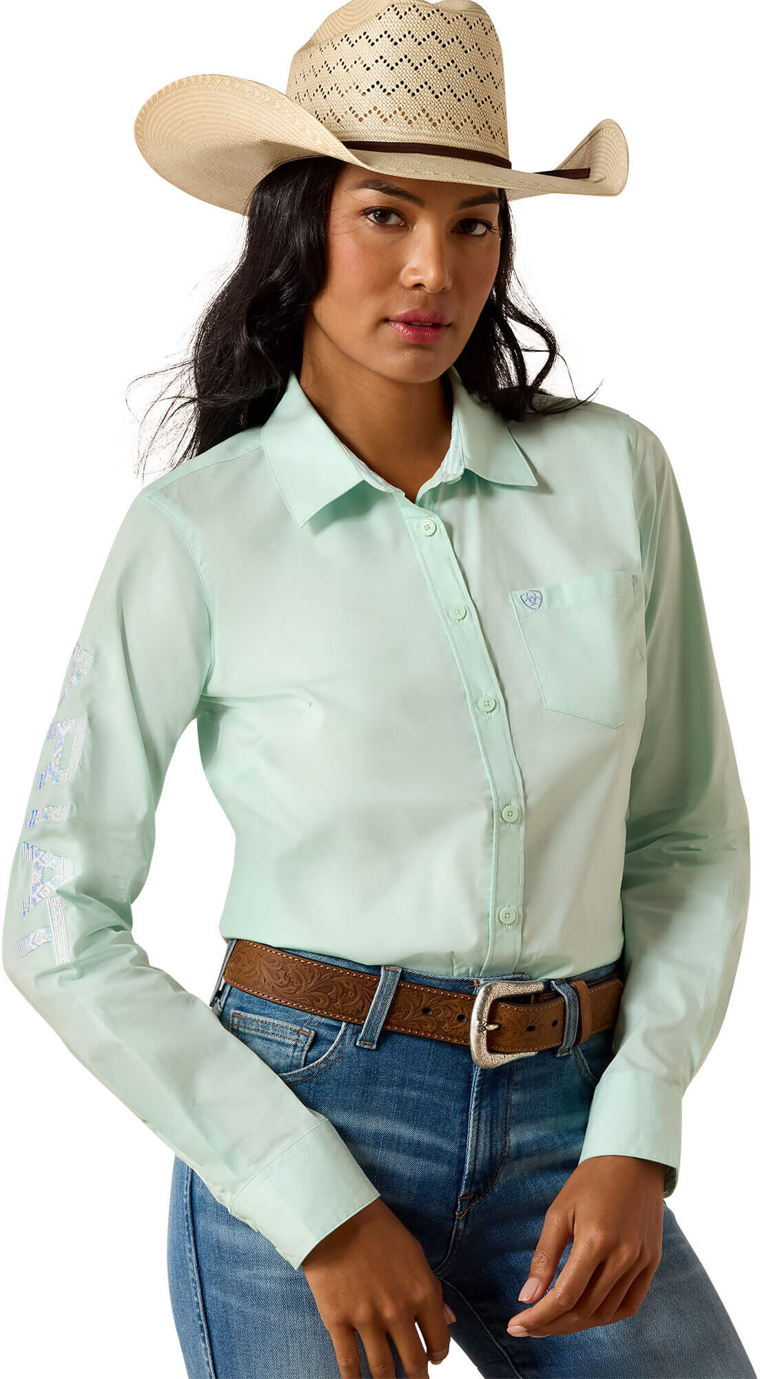 Women's Team Kirby Shirt in Dusty Aqua, Size: Large by Ariat