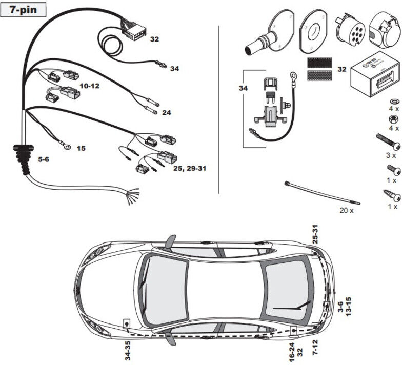 FAISCEAU SPECIFIQUE 7 BROCHES POUR MAZDA 6 (06/02-03/08)