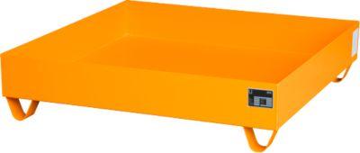 Stahl-Auffangwanne ohne Gitterrost, 1200 x 1200 mm, orange RAL 2000