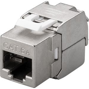 Goobay Keystone-Modul 90864, geschirmte Buchse, RJ45 Cat 6A, werkzeuglose Montage, Metall, PoE+