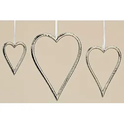 BOLTZE GRUPPE GmbH Dekoanhänger Herz, Set 3, Herz, L 10-22 cm, Aluminium, Silber Set Gesamt: 3 Set; Sortierung: 1 sort.; Metallart: Aluminium; Länge Set: 10-22 cm; Breit