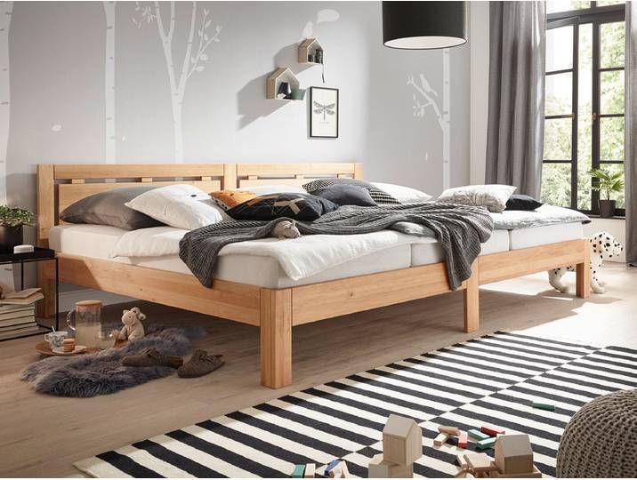 Massivholzbett Familienbett Altera (Erle, geölte oder weiße Oberfläche) (zertifiziertes Massivholz), Familienbett