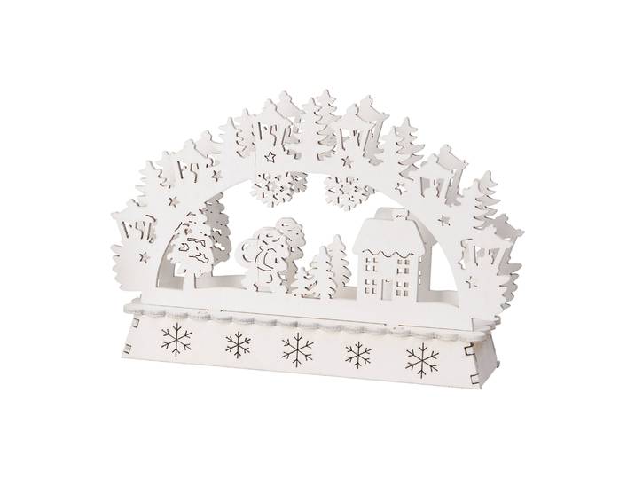 LED Weihnachtsdeko Holz Santa 15 x 10 cm weiss
