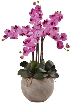 Nearly Natural Multicolored Silk Phalaenopsis Orchid Floral Arrangement
