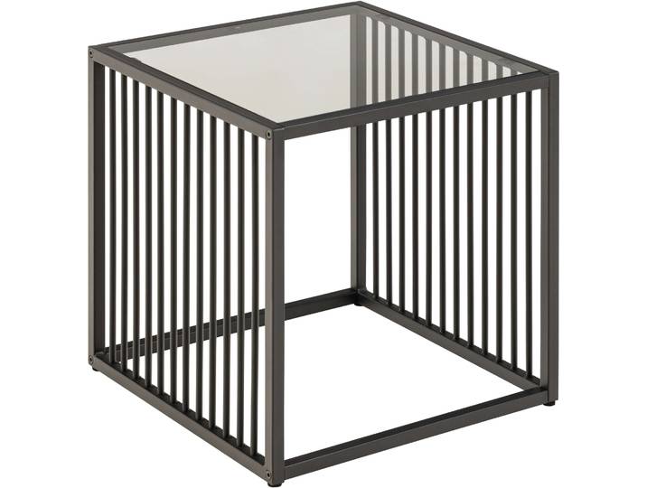 Beistelltisch ACTONA GROUP Strington, robuster Ecktisch im skandinavischem Design, robust , schwarz, B:40cm H:40cm T:40cm, Tische, Beistelltisch, Ecktisch, Glas, pflegeleicht, vertikalen Metalllamellen, H: 63 cm