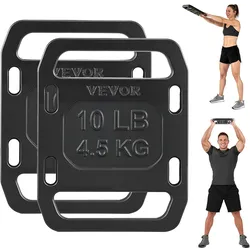 VEVOR Gewichtsplatten 2 x 4,5 kg Gusseisen Gewichtsscheibe mit Grifföffnung, für Rucking, Wandern, Krafttraining und Ausdauertraining, Seitliche Befestigungslöcher, Rostbeständig, Abgerundete Kante