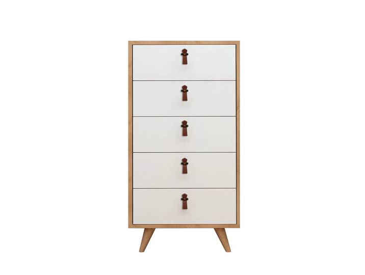 Commode en bois Frenzu - 50 x 40 x 103 cm - Blanc