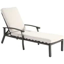 Merax Sonnenliege Garten Alu Liegestuhl verstellbar wetterfest mit Polster Outdoor Relaxliege Rückenlehne mehrfach verstellbar, Beige