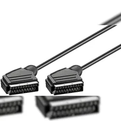 Goobay 11703 Scart Verbindungskabel, vernickelt, ø 7 mm, 2 m, Schwarz - Scartstecker (21-Pin) > Scartstecker (21-Pin)