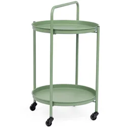 Gartenservierwagen Austin aus Metall, modern und pulverbeschichtet, grün, mit Rollen und abnehmbarem Tablett