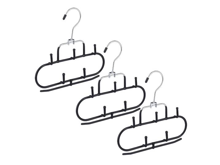 Gürtelhalter mit 5 Haken 3er-Set Schwarz-Silber