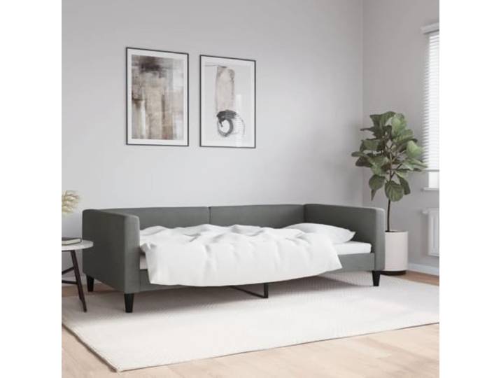 RJPLMFV Ruhebett, Dunkelgrau, 100 x 200 cm, Stoff Schlafsofa, 2-in-1, Rahmen aus Metall, Massivholz, modernes Design für Wohnzimmer
