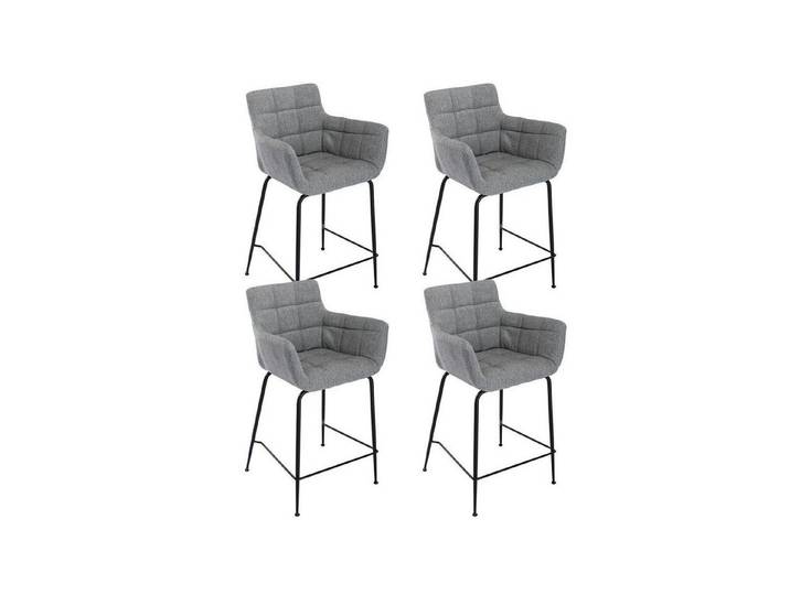 LuxusKollektion Barhocker Barhocker Metallfüße Sitzpolster Frottee Rückenlehne 4 Grau