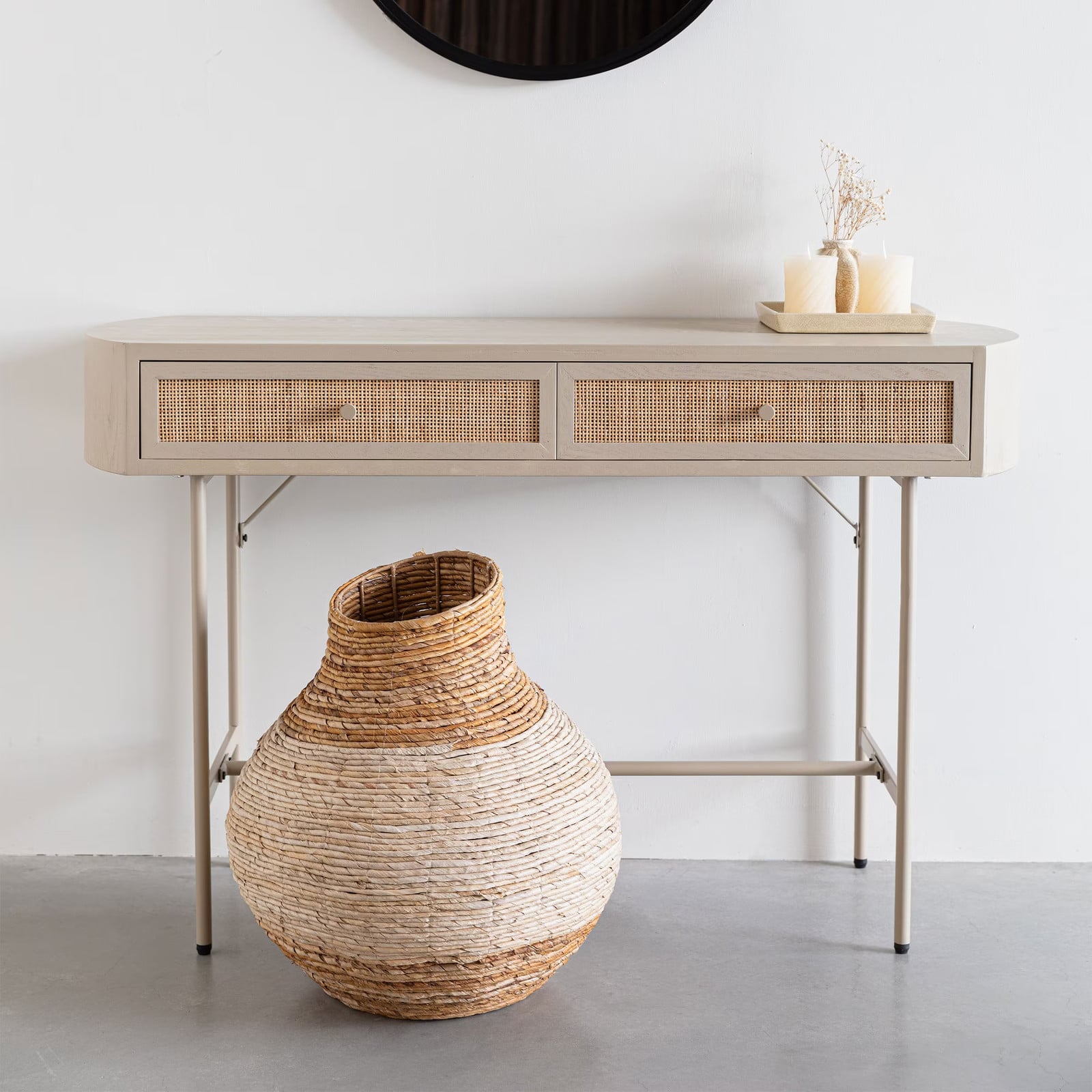 ZILT Sidetable Meja Rattan Beige Breedte: 120 cm