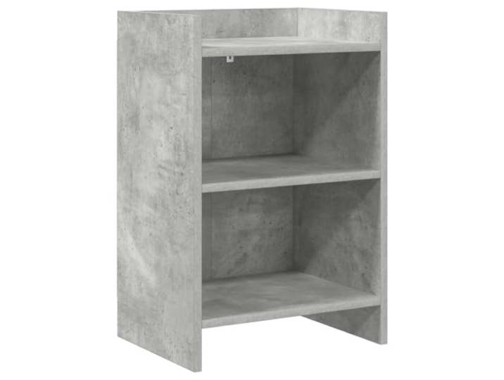 KUPTYERFG Nachttisch Betongrau 40 x 30 x 60 cm aus Holzwerkstoff Kompakter Beistelltisch für das Schlafzimmer mit zwei offenen Fächern für Bücher und nächtliche Utensilien.