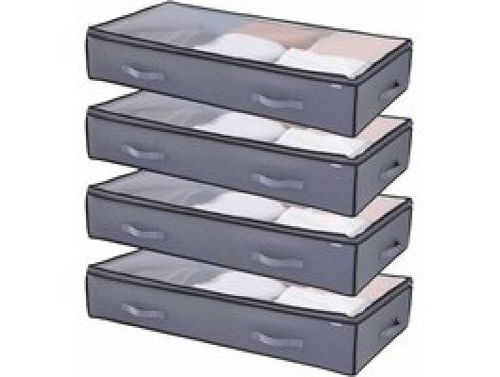 VEVOR Unterbettkommode Unterbettaufbewahrungstasche 4 Stk. (996 x 500 x 180 mm) Unterbettbehälter mit transparenten Deckeln (90 L), Aufbewahrungsbox Organizer für Kleidung Schuhe Schlafzimmer