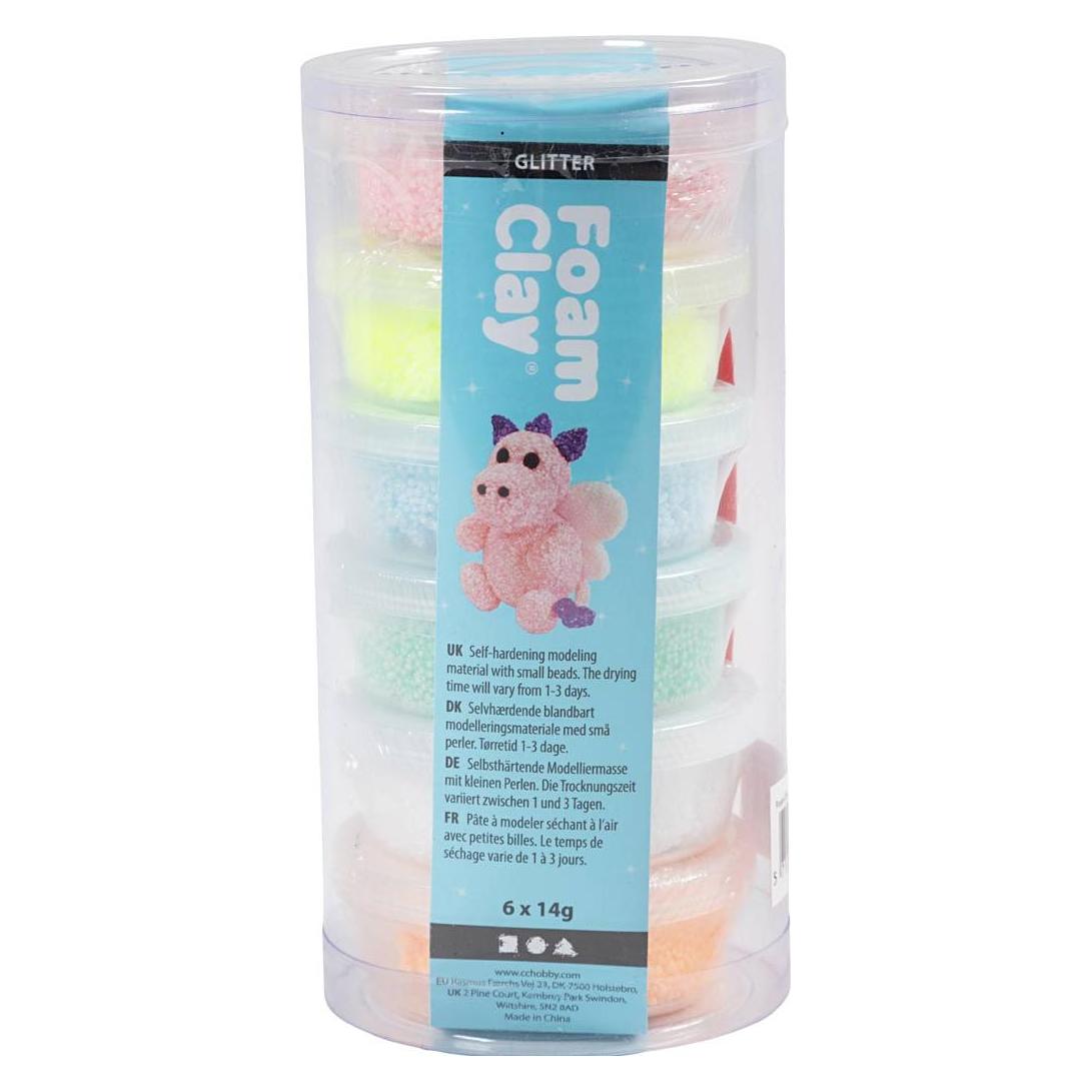 Foam Clay , glitter, pastel colours, 84 g, 6x14 g/ 1 pack (788128)