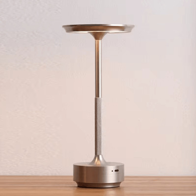 Inspire Curations Rechargeable Cordless LED Desk Lamp Touch Dimmable Retro Table Light silver