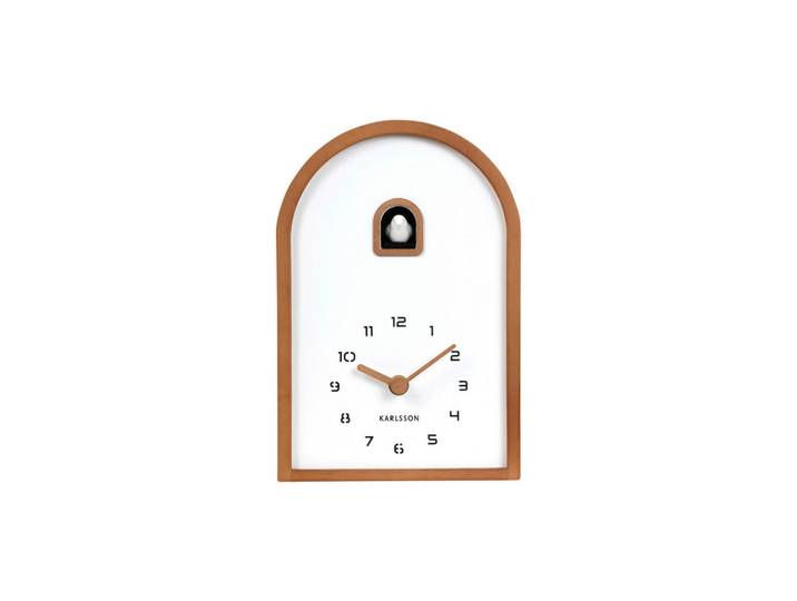 Karlsson Tischuhr Curva, Dunkelbraun, Holz, Linde, 17x25x6 cm, Schlagwerk, Dekoration, Uhren, Tischuhren