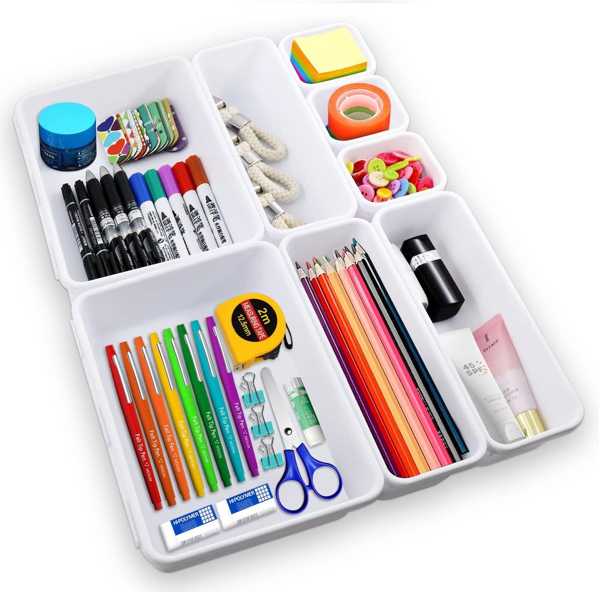 Unyqoos Lade Organizer Set van 8 stuks voor badkamer, keuken en kantoor