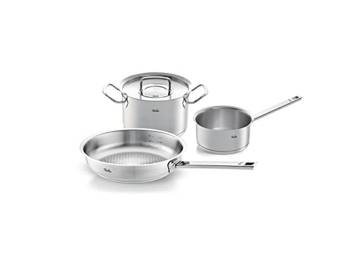 Fissler, Original-Profi Collection Kochgeschirr-Set 3-teilig, Edelstahl, Kochtopf, Pfanne und Stielkasserolle, Induktion