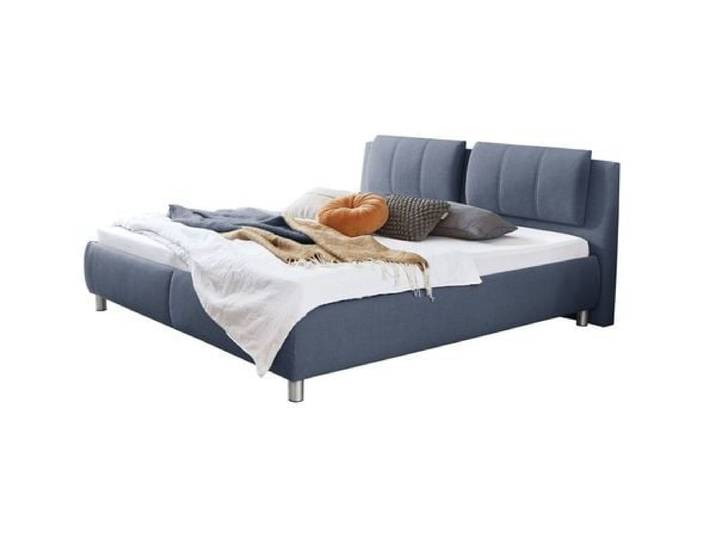 Polsterbett Gusana Webstoff mit Bettkasten 200x200cm Blau klassischer Stil,