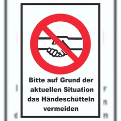 HB-Druck Bitte auf Grund der aktuellen Situation das Hände schütteln vermeiden Schild A6 (105x148mm)