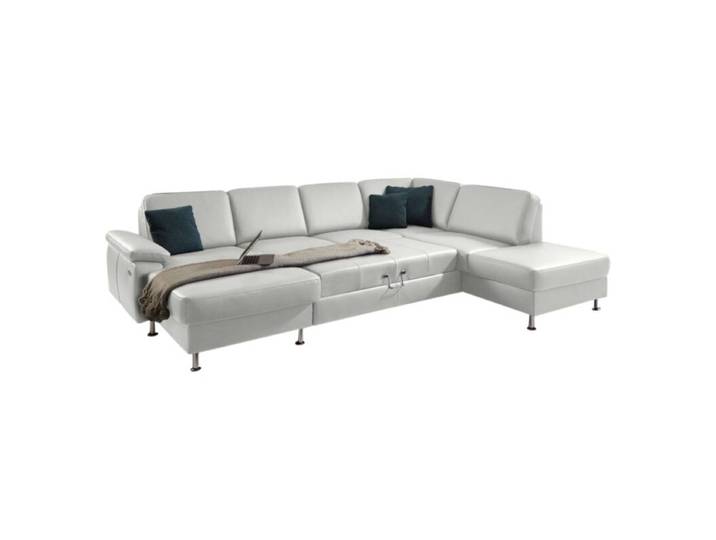 Couchliebe Prato Wohnlandschaft - Echtleder Torro white - Schlaffunktion - ohne Zusatzausstattung - Ja Schlaffunktion Modern, Zeitlos