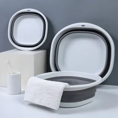 Multisell Products Hub Portable Folding Wash Basin, Plastic Laundry Tub For Baby & Adult grey M