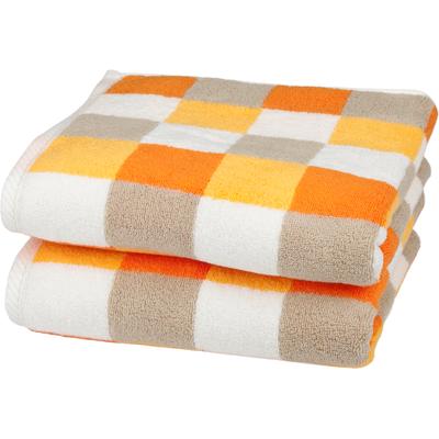 Handtücher ROSS "Würfelfond", bunt (ginster, dahlie, cappuccino, weiß), B:50cm L:100cm, Frottier, Baumwolle, Handtücher, 100% Baumwolle