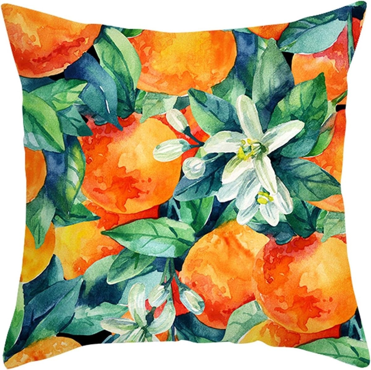 Decoratieve kussenhoes met oranje bloemen van zachte polyester stof, 50 x 50 cm