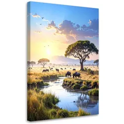 LEINWANDBILD, Afrikanische Tiere Savanne Natur