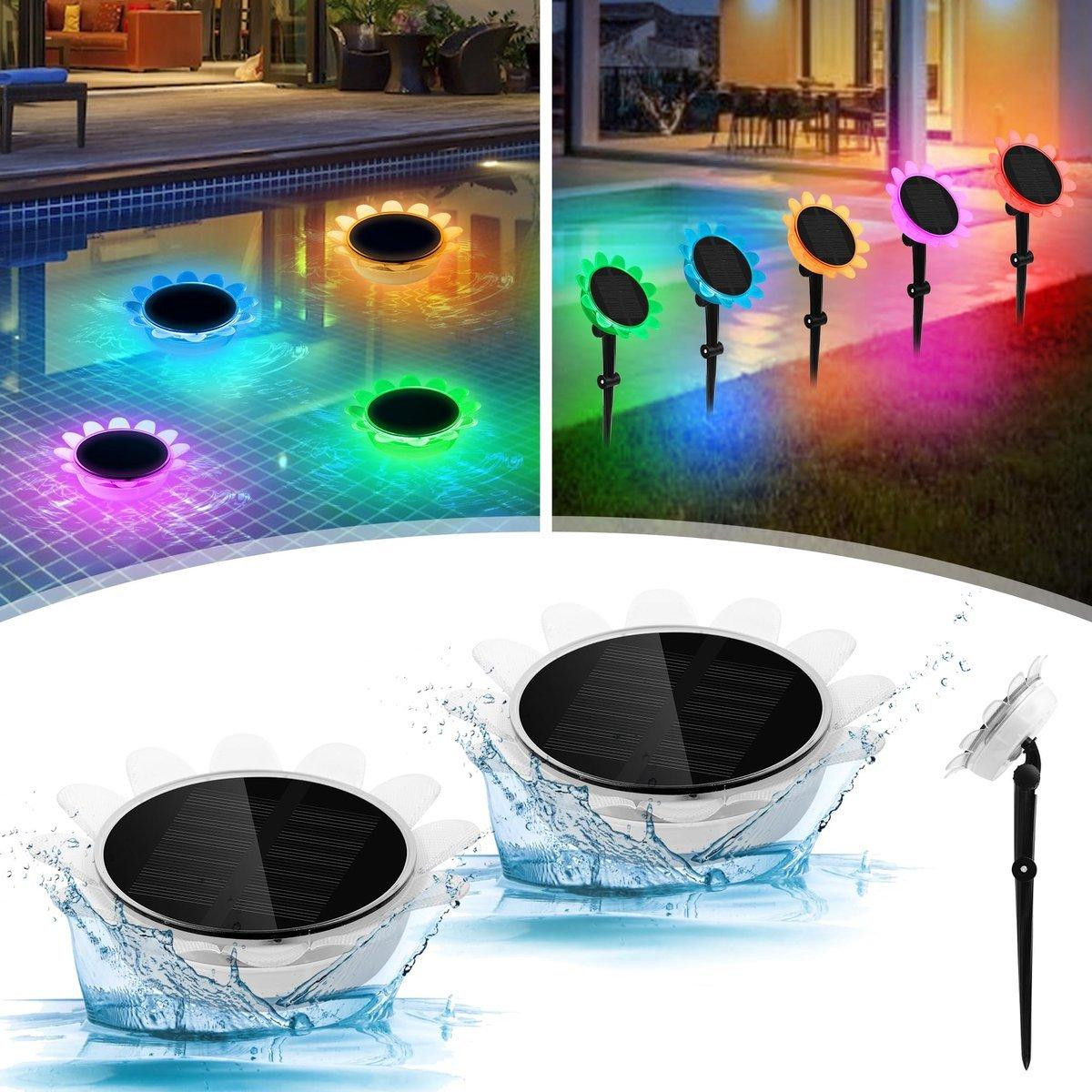 Minicee Solar LED Drijvende Zwembadverlichting met RGB Effect voor Tuin en Zwembad