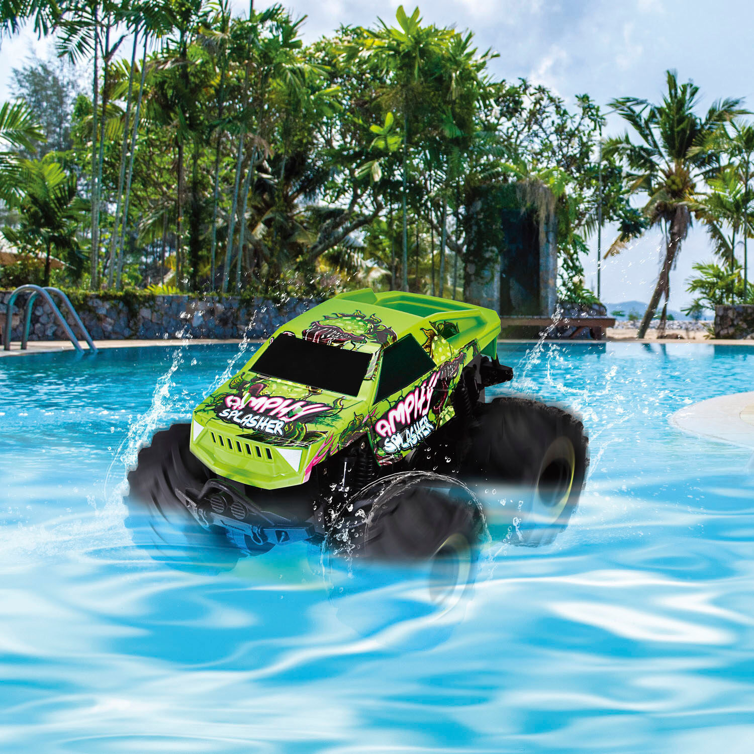 RC-Auto DICKIE TOYS "RC Amphy Splasher, RTR", grün, Fernlenkfahrzeuge, Kinder, Kunststoff, RC-Auto