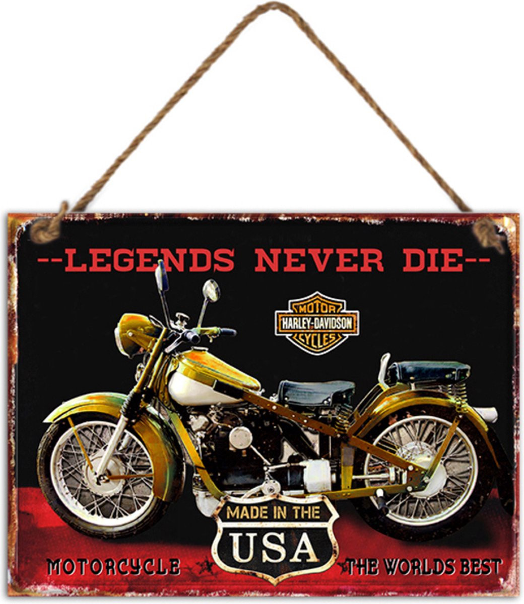 Teksten Wall Hanger Metal Legends Never Die Wanddecoratie 30 x 40 cm