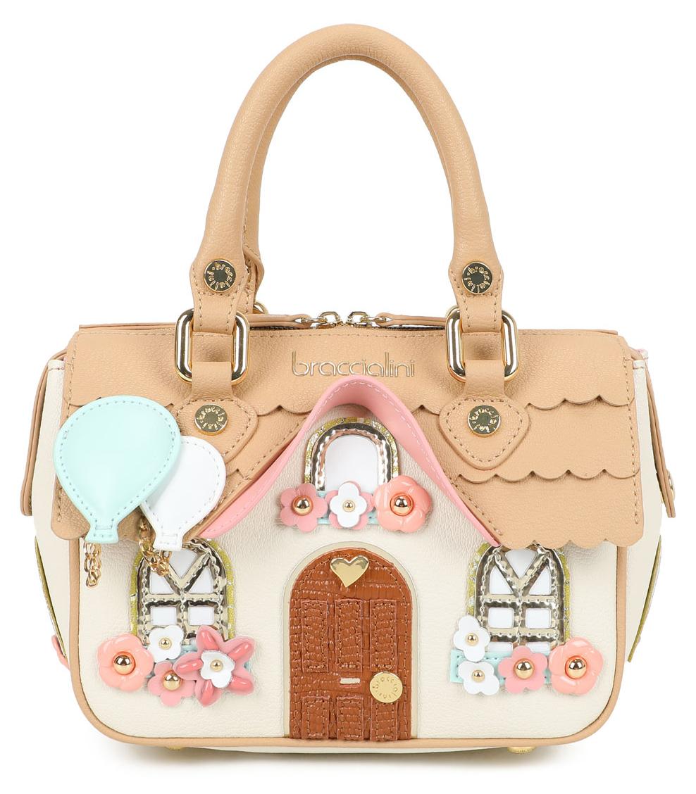 Braccialini Temini Handtasche aus Leder mit Doppelgriffen und abnehmbarem,