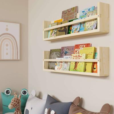Wallniture Polynez Wooden Floating Shelves, Versatile Wall Mounted Decorative Storage for Living Room, Bedroom, and Office, 2pcs