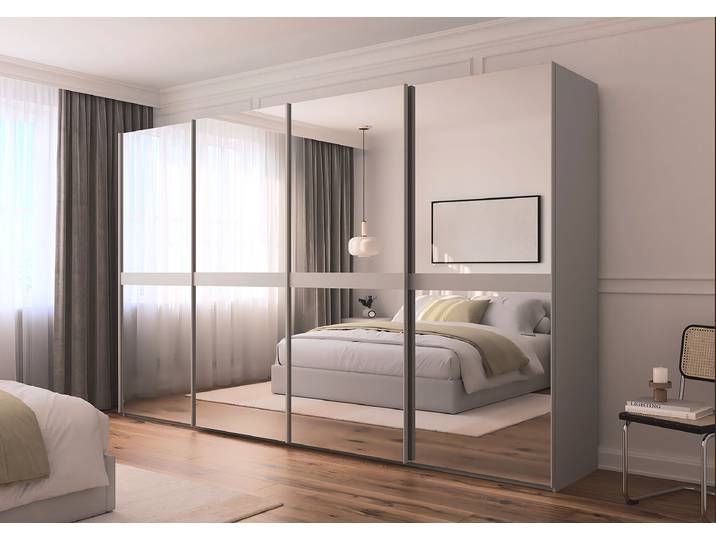 Schwebetürenschrank Scale Spiegelfront 360cm Grau/Seidengrau