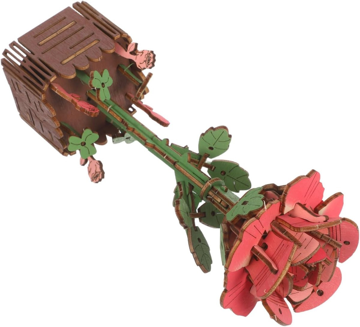 Houten 3D Bloemen Puzzel met Vaas - Multikleur - 20 cm