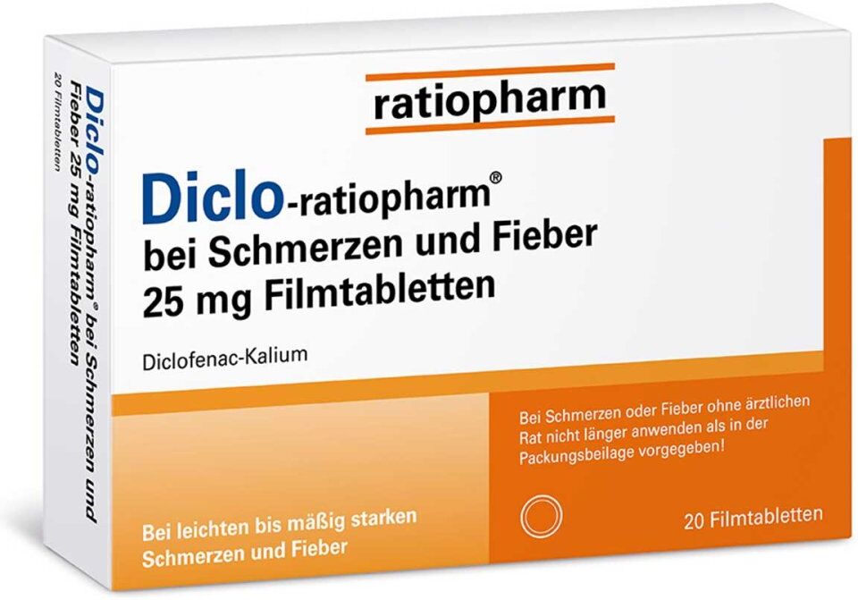 Diclo-ratiopharm bei Schmerzen und Fieber 25 mg Filmtabletten